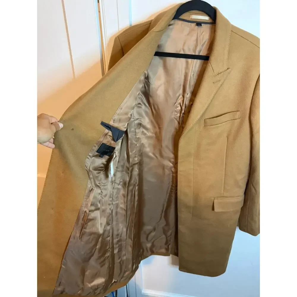 NWT J.Crew Mens Tan Wool Cashmere Trench Coat
